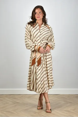 ZIMMERMANN Jurk Tuck Midi Shirt met print crème