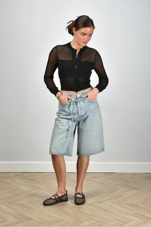 AGOLDE Short Emmi met ceintuur blauw