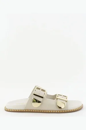 Toral Sandalen creme met gouden gesp