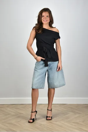 Rohe RÓHE off-shoulder top met overslag detail zwart
