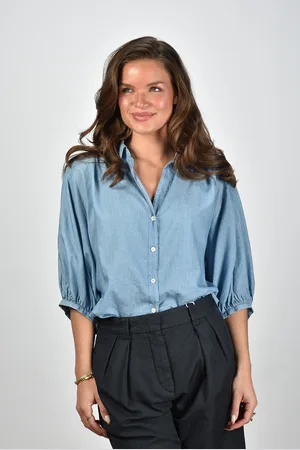 Academia Blouse Priscilla met knoopsluiting blauw
