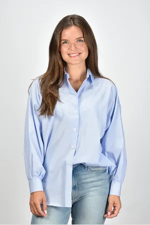 Academia Oversized katoenen blouse Giorgia blauw