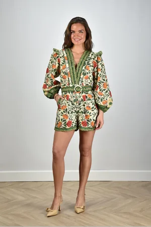 Farm Rio Jumpsuit 332113 garden tapestry sand