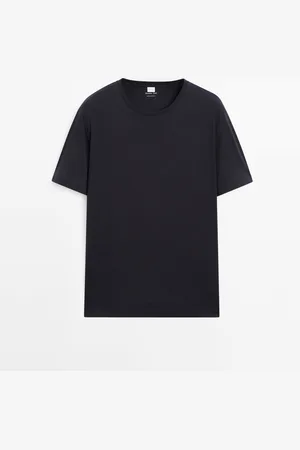 Massimo Dutti Heren - Geruite Pyjamabroek Met Effen T-Shirt - Marineblauw - L