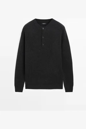 Massimo Dutti Heren - Gebreide Trui Van Wolmix - Donkergrijs - M