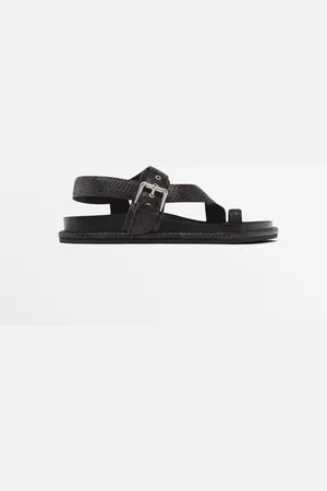 Massimo Dutti Dames - Teensandalen Met Print - Bruin - 35