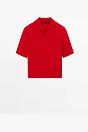 Massimo Dutti Dames - Polotrui Met Korte Mouw - Rood - Xs