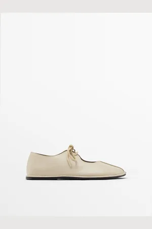 Massimo Dutti Dames - Ballerina Met Knoop Op De Wreef - Ecru - 39
