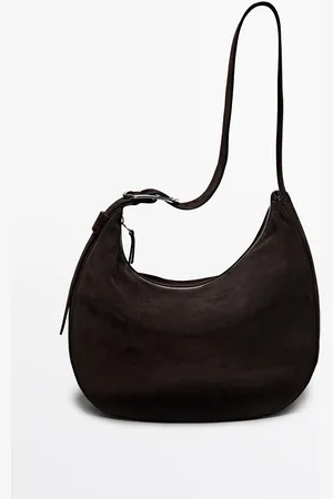 Massimo Dutti Dames - Splitsuède Schoudertas - Bruin - 01