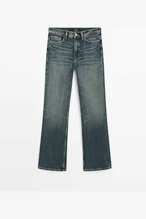 Massimo Dutti Dames - Bootcut Jeans Van Katoenmix Met Hoge Taille - Halfblauw - 36