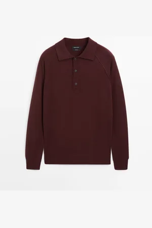 Massimo Dutti Heren - Tricot Wollen Trui Met Polokraag - Granaat - M
