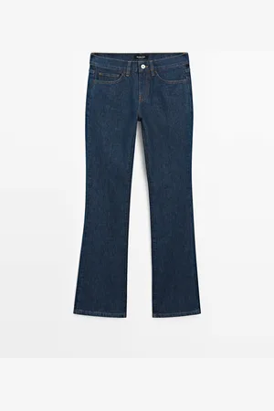 Massimo Dutti Dames - Bootcut Jeans Met Lage Taille Van Katoenmix - Donkergrijs - 38