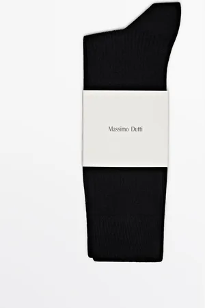 Massimo Dutti Heren - Geribde Sportsokken Van Wolmix - Zwart - 01
