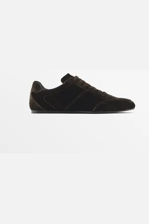 Massimo Dutti Dames - Velours Sneakers - Bruin - 40