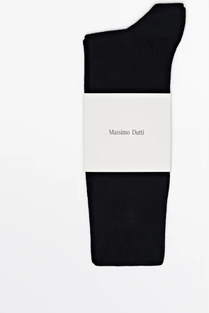 Massimo Dutti Heren - Geribde Sportsokken Van Wolmix - Marineblauw - 01