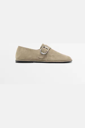 Massimo Dutti Dames - Zachte Loafer Met Gesp - Zand - 42