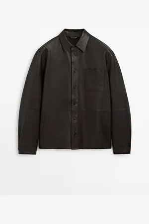 Massimo Dutti Heren - Nappaleren Blouse Met Borstzak - Bruin - L