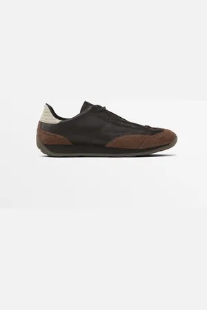 Massimo Dutti Dames - Leren Sneakers Met Contrasterende Stukken - Gecombineerd - 40