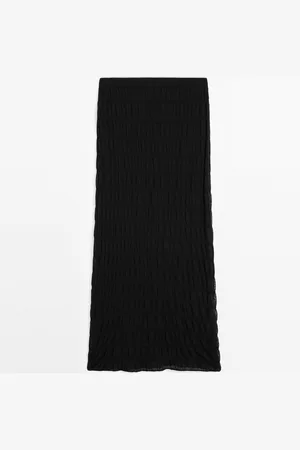 Massimo Dutti Dames - Lange Rok Met Plooi - Zwart - S
