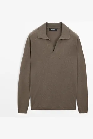 Massimo Dutti Heren - Tricot Trui Van Wolmix Met Polokraag - Mokka - L