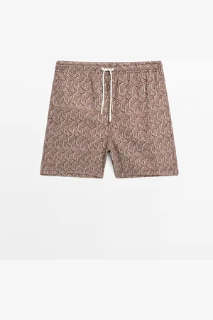 Massimo Dutti Heren - Regular Fit Zwembroek Met Print - Terracotta - M