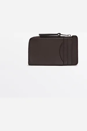 Massimo Dutti Dames - Nappaleren Kaarthouder Met Rits - Bordeaux - 01
