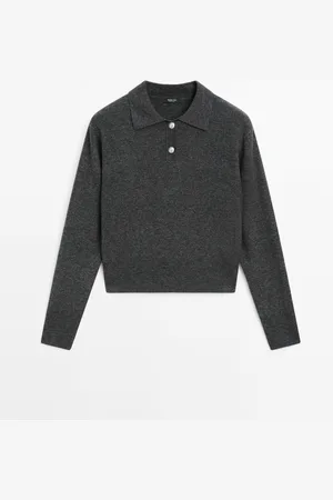 Massimo Dutti Dames - Tricot Trui Van Wolmix Met Polokraag - Antracietgrijs - Xs