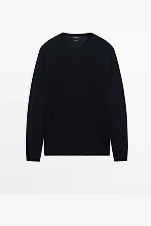 Massimo Dutti Heren - 100% Merinoswollen Trui - Marineblauw - Xxl
