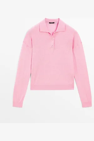 Massimo Dutti Dames - Tricot Polotrui Van Katoenmix - H Ros?? - Xs