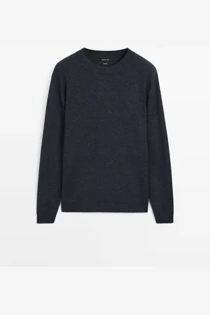 Massimo Dutti Heren - 100% Katoenen Tricot Trui - Marineblauw - S