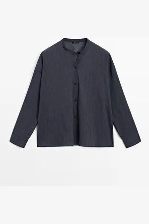 Massimo Dutti Dames - Overhemd Van Katoenmix Met Meerdere Strepen - Donkergrijs - Xs