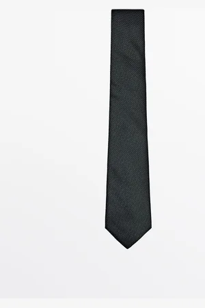 Massimo Dutti Heren - 100% Moerbeizijden Stropdas - Groen - 01