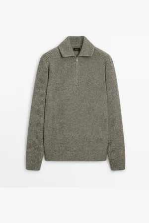 Massimo Dutti Heren - Trui Van Katoenmix Met Opstaande Kraag - Mink - S
