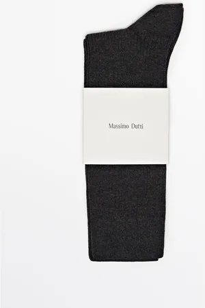 Massimo Dutti Heren - Geribde Sportsokken Van Wolmix - Donkergrijs - 01