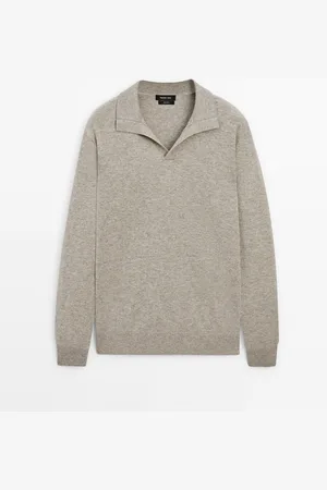 Massimo Dutti Heren - 100% Wollen Tricot Polotrui - Watergroen - S