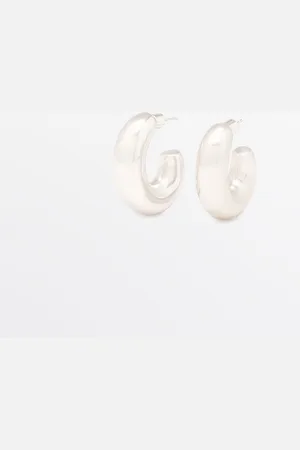 Massimo Dutti Dames - Ovale Oorringen - Zilver - 01