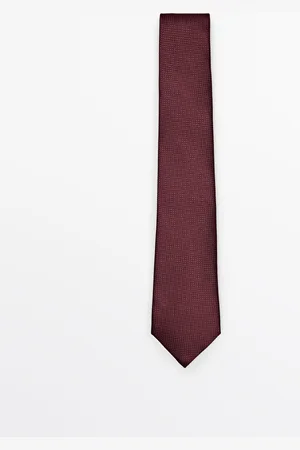 Massimo Dutti Heren - 100% Moerbeizijden Stropdas - Granaat - 01