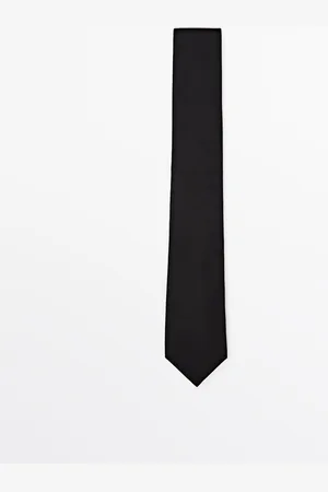 Massimo Dutti Heren - Twill Stropdas Van Katoen En Zijde - Zwart - 01