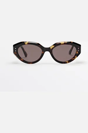 Massimo Dutti Dames - Ovale Zonnebril Met Schildpadmotief - Bruin - 01