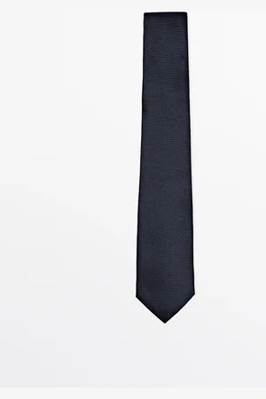Massimo Dutti Heren - 100% Moerbeizijden Stropdas - Marineblauw - 01
