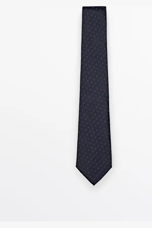 Massimo Dutti Heren - 100% Moerbeizijden Stropdas - Marineblauw - 01