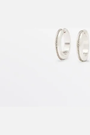 Massimo Dutti Dames - Oorringen Met Steentjes - Zilver - 01