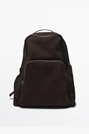 Massimo Dutti Heren - Nappaleren Rugzak Met Rits - Bruin - 01