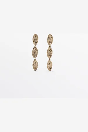 Massimo Dutti Dames - Stras Oorhangers - Metallic - 01