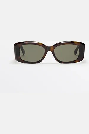 Massimo Dutti Dames - Rechthoekige Zonnebril Met Schildpadmotief - Bruin - 01