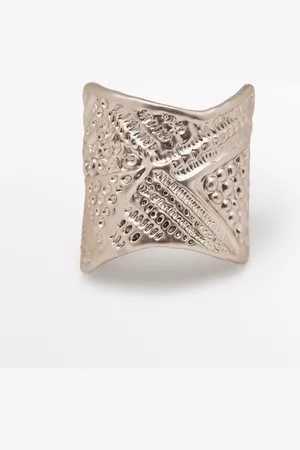 Massimo Dutti Dames - Brede Vintage Armband - Zilver - 01