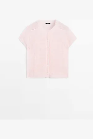 Massimo Dutti Dames - Vest Van Alpacamix Met Korte Mouw - Roze - Xs