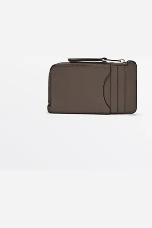 Massimo Dutti Dames - Nappaleren Kaarthouder Met Rits - Grijs - 01