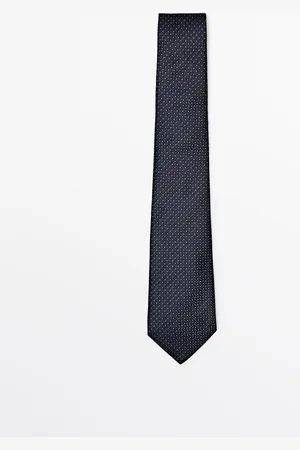 Massimo Dutti Heren - 100% Moerbeizijden Stropdas Met Stippen - Marineblauw - 01