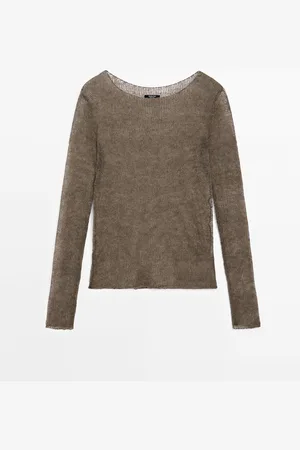 Massimo Dutti Dames - Trui Met Ajour Detail - Kameel - M